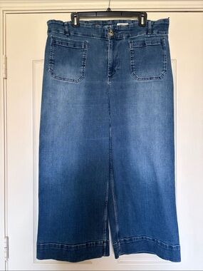 Anthropologie Blue Denim Pilcro cropped Wide-Leg Jeans 18w